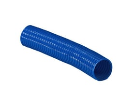 Blåt Trolleflex rør på 80 cm og 63 mm diameter, med en fleksibel ribbet overflade.