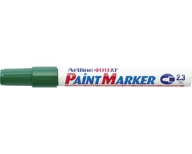 Artline EK400 paint marker i grøn, med en 2,3 mm stregbredde og rund spids, ideel til indendørs og udendørs brug.