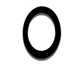 Sort gummiring til slangeforskruning med 38 mm udvendig og 31 mm indvendig diameter.