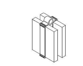 Eaton Cu-mellemlæg 50mm 60x10 Tabula, isoleret gengivelse af montering mellem to paneler.