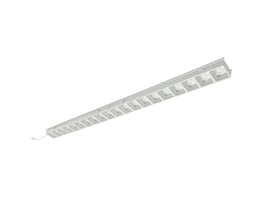 Ledvance Panel IndiviLED Direct LED-panel i grå med en lang række individuelle lysoptikker, set skråt fra oven.