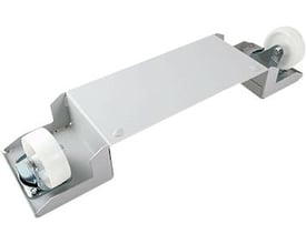 Cubic transporthjul model 0355-000S uden bremse, fremstillet af metal og hvid plast, isoleret på hvid baggrund.