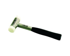 M.b. dødslagshammer med 35mm slagfladediameter og 600g vægt, sølvfarvet metalhåndtag med sort greb.