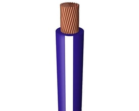 Halogenfri monteringsledning H05Z-K 1X1mm² med en kobberleder og mørkeblå/hvid isolering, designet til 300/500V.
