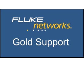 Blåt Fluke Networks Gold Support-logo for et års guldsupport til LIQ-100 LinkIQ.