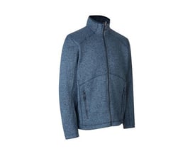 ID Identity navy melange fleece cardigan i størrelse M med lynlås og sidelommer.