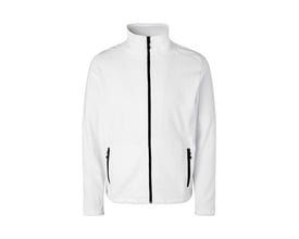 ID Identity fleececardigan i hvid, str. M, fremstillet i polyester med YKK-lynlås og sidelommer.