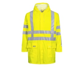 Lyngsøe Rainwear Microflex Hi-vis regnjakke i gul, størrelse S, med reflekser og praktiske lommer.