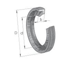 Radial roterende akseltætning fra Schaeffler, model SD30X40X4-A, med målvisning af D, d og b.
