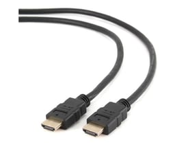 Sort 3 meter HDMI kabel med Ethernet, 4K V2.0, med guldbelagte stik og sort kappe på hvid baggrund.