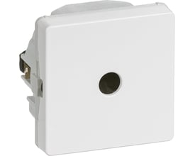 Hvidt Lauritz Knudsen FUGA lampeudtag til indmuring, med synlige skrueklemmer og et centralt hul til lampeudtræk.