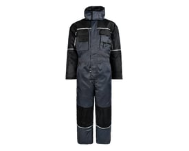 Lyngsøe Rainwear vinterkedeldragt LR7033 i sort og grå, størrelse 4XL, med mange lommer og refleksdetaljer.