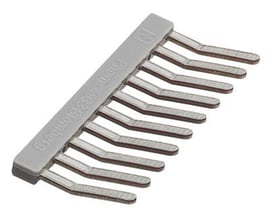 Detalje af Phoenix Contact EBL 10-5 indlægsbro, visende de 10 poler og logoet 'Phoenix Contact'.