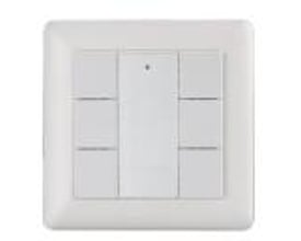 Helvar panel med 6 tryk i hvid, model 146WD2, med DALI-2 input og centralt markeringsfelt.