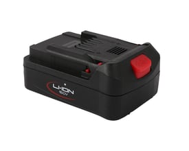 Tjep 18V 2Ah batteri med "LI-ION 18.0V" logo på siden og rød udløserknap for C-ringere.