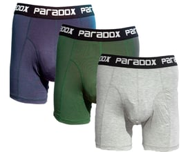 Paradox herre bambus tights i 3-pak med farverne mørkeblå, mørkegrøn og grå, str. M, fremstillet af 95% bambus og 5% lycra.