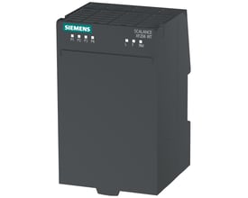 Siemens SCALANCE XF204IRT managed industriel switch med 4x 10/100 Mbps RJ45-porte, vist på hvid baggrund.