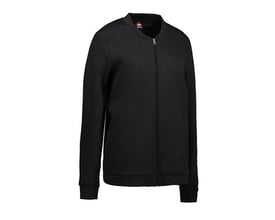 ID Identity Pro wear cardigan til damer i sort, str. 2XL, vist forfra med YKK lynlås.