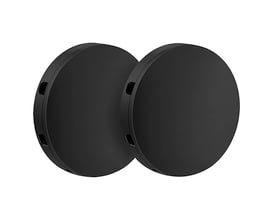 To sorte, runde beslag fra Smedbo Beslagsboden, hver med en mat overflade og dimensioner på 60x60 mm, vist på hvid baggrund.