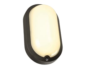 Væg- og loftlampe Terang 200 fra SLV set fra siden, antracit aluminium med opal glas og IP44-beskyttelse.