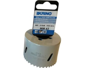 Krino Bimetal hulsav med en diameter på 62 mm, vist med emballage og tydelig mærkning af mærke og produktinformation.