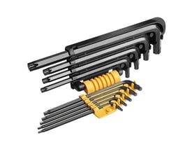 Ironside torxnøglesæt med ni lange vinkelnøgler fra T8 til T50 i en udfoldet sort og orange holder.