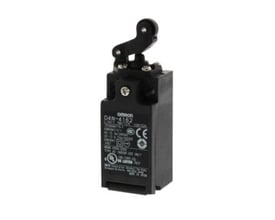 Omron D4N-4162 sikkerhedsendestop med horisontal rullearm og snap-action kontakt.