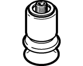 Festo vakuumsuger ESS-30-BU med 30 mm sugekop diameter og højdekompensator. Produktet er en teknisk tegning med sort-hvid illustration af en sugekop med en gevindtilslutning i toppen.