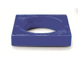 AVK forhøjelseskrans type 04, 130x130 mm, fremstillet i blå epoxybelagt duktiljern med en 80 mm indvendig diameter.