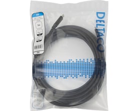 Deltaco aktivt USB-C til USB-C kabel på 5 meter, viser produktet i original emballage med tydelige mærkater.