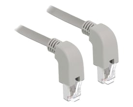 DeLock netværkskabel med RJ45 Cat.6A S/FTP stik, 1 meter langt, sort og med nedadvinklet stik for pladsbesparende montering.