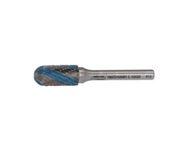 Norton X-Treme hårdmetalfræser til afgratning med blåt, afrundet skærehoved og lige skaft, type C, 12 × 25 mm.