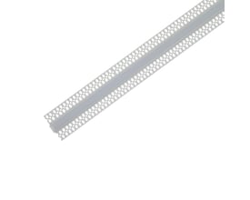 Ansell Lighting indbygningsprofil i hvid aluminium, 2 meter lang med perforerede vinger for nem integration i væg eller loft.