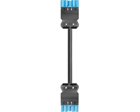 Wieland GST18I5-mellemkabel på 2 meter med sort kabel og blå 5-polede han- og hunstik, vist i fuld længde.