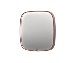 Sanibell SP31 superellipse spejl, 100x100cm, med børstet kobber aluramme, vist isoleret på hvid baggrund.