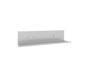 Svedbergs hylde i mat aluminium, 325 x 75 x 75 mm, med opstående bagplade og to runde monteringspunkter.