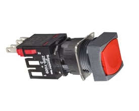 Schneider Electric trykknap fra Harmony XB6-serien med rød betjeningsknap og 16mm montagediameter.
