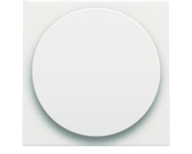 Niko afbryderdæksel til lysdæmper med drejeknap i ren hvid, viser en cirkulær frontplade.