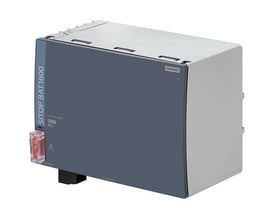 Siemens SITOP BAT1600 lithiumbatteri, 24 V DC, 7.5 Ah, LiFePO4 teknologi, set fra venstre med et stik og advarselssymbol.