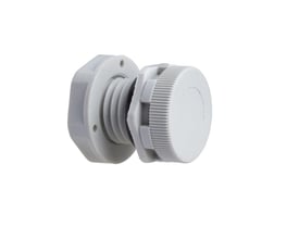 Schneider Electric ClimaSys M12 ventilationsindgang, grå plast, med IP68-klassificering og 120 liters/time kapacitet isoleret.