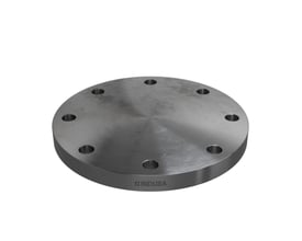 Blindflange til 133mm rør, 125 DN, PN10-16, fremstillet i S235JRG2, med 8 bolthuller og afdrejet kant.