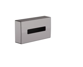 Hansgrohe AddStoris servietdispenser, vægmonteret med børstet sort krom finish og åbning til papirservietter.