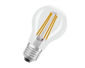 Ledvance LED standard filament pære med E27 sokkel, 5,9W og 806 lumen, viser den klare glasbulb og synlige filamenter.