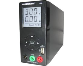 Elma Instruments BK1550 strømforsyning i sort med et stort digitalt display der viser 30.0V og 0.00A. Touch kontrol til justering.