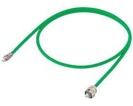 Siemens formonteret signalkabel 6FX5002-2DC10 med grøn kabelkappe og monterede DRIVE-CLiQ stik i hver ende.