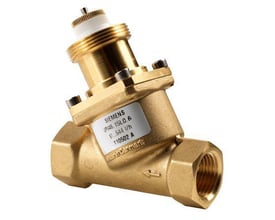 Siemens VPI46.20F1.4 kombi ventil i messing, DN20 med en flowregulering og hvid topdel.