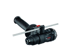 Bosch GFA 12-H SDS Plus borepatron monteret på en sort maskine med dybdeanslag og håndgreb på hvid baggrund.
