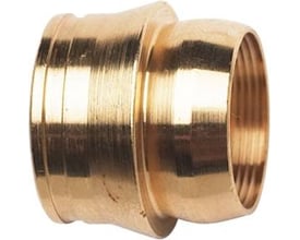 IMI FPL kompressions konusring til 12 mm kobberrør med 1/2" gevind, fremstillet af afzinkningsbestandig AMETAL® i messingfarve.