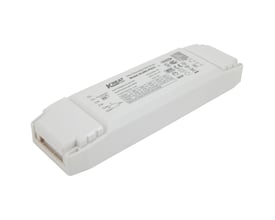 Ansell Lighting DALI2 multi-current LED driver fra siden, med synlig mærkning og CE-godkendelsesmærker.