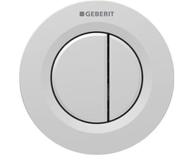 Geberit Type 01 fjernbetjent skyllestyring i mat krom plast med to knapper til dobbeltskyl, perfekt til indbygning.